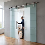 Premium Stainless Steel Double Door Sliding Track with Soft-Close Feature, Rustic Finish Options and Heavy-Duty Capacity