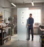 Premium Frameless Satin Glass Door with 100mm Jambs and Glass Ball Handle - Custom Sizes Available