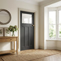 Black Internal Made-to-Measure Fully Finished Oak Door with Clear Glass