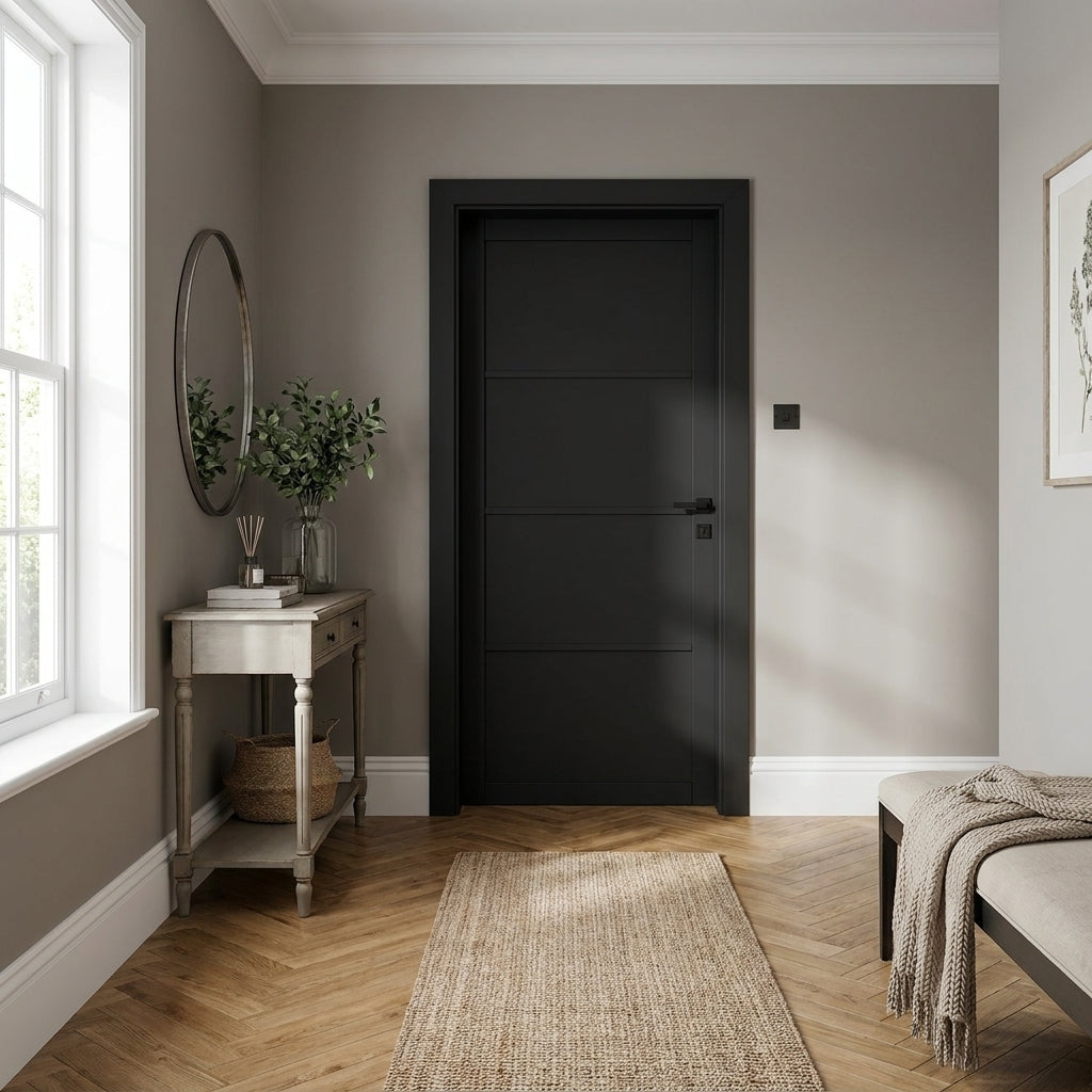 Internal Made-to-Measure 4 Panel Fully Finished Black Studio Door