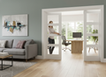 Premium White Primed Room Divider with Sliding Track System for Flexible Space Management