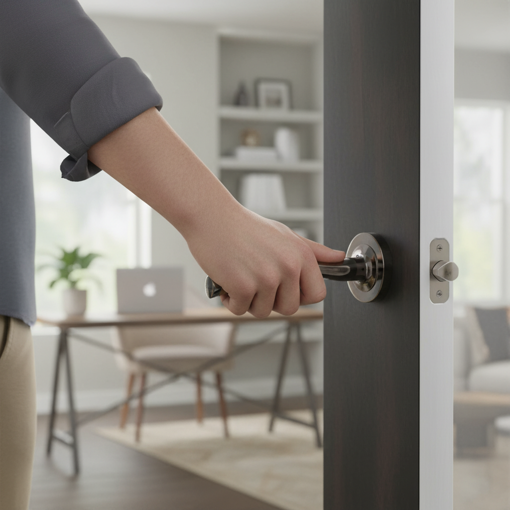 Premium Round Lever Door Handle with Curved Design in Black Nickel Finish for Modern Interiors - Image 2