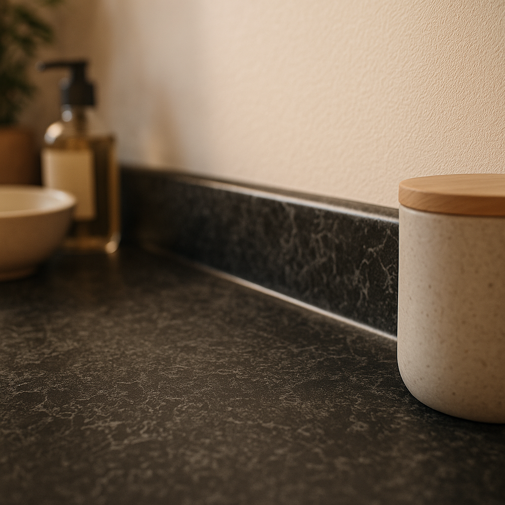 Rounded Edge Upstand in Midnight Granite, 3000mm Length - detail view