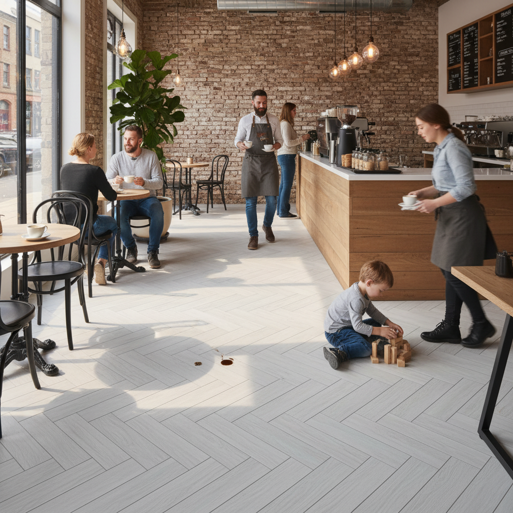 Herringbone Vinyl Flooring - 5.5mm Rigid Core with Waterproof Surface for Bathrooms and Kitchens - Image 2