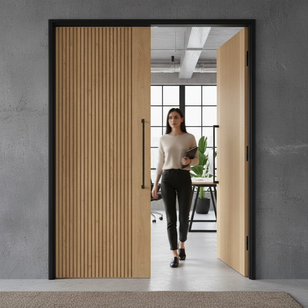 Premium Modern Oak Internal Door Pair Fully Finished - Engineered Construction with A-Grade American White Oak Veneer