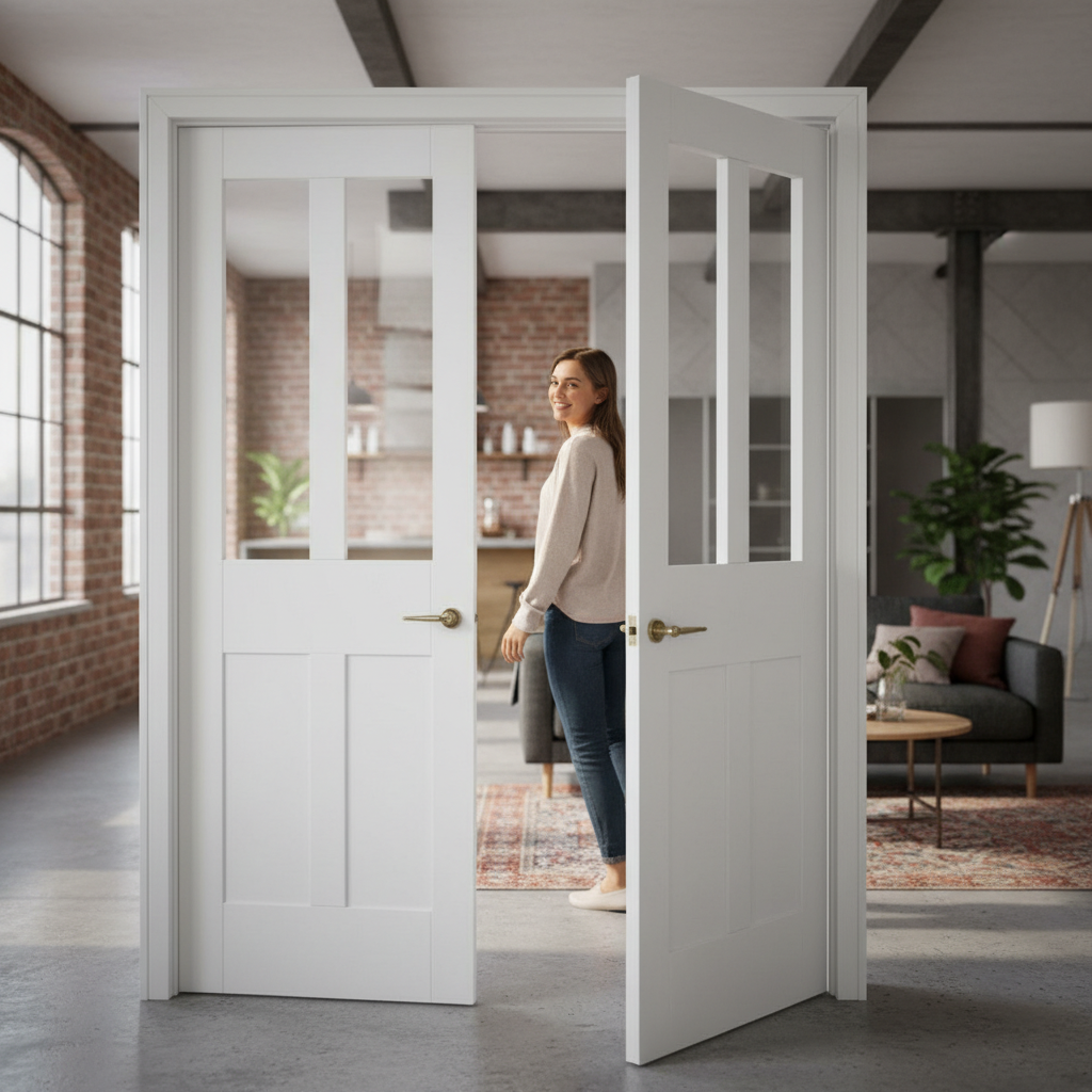 Premium Clear Glazed French Doors with Twinlight Design for Natural Light and Elegance