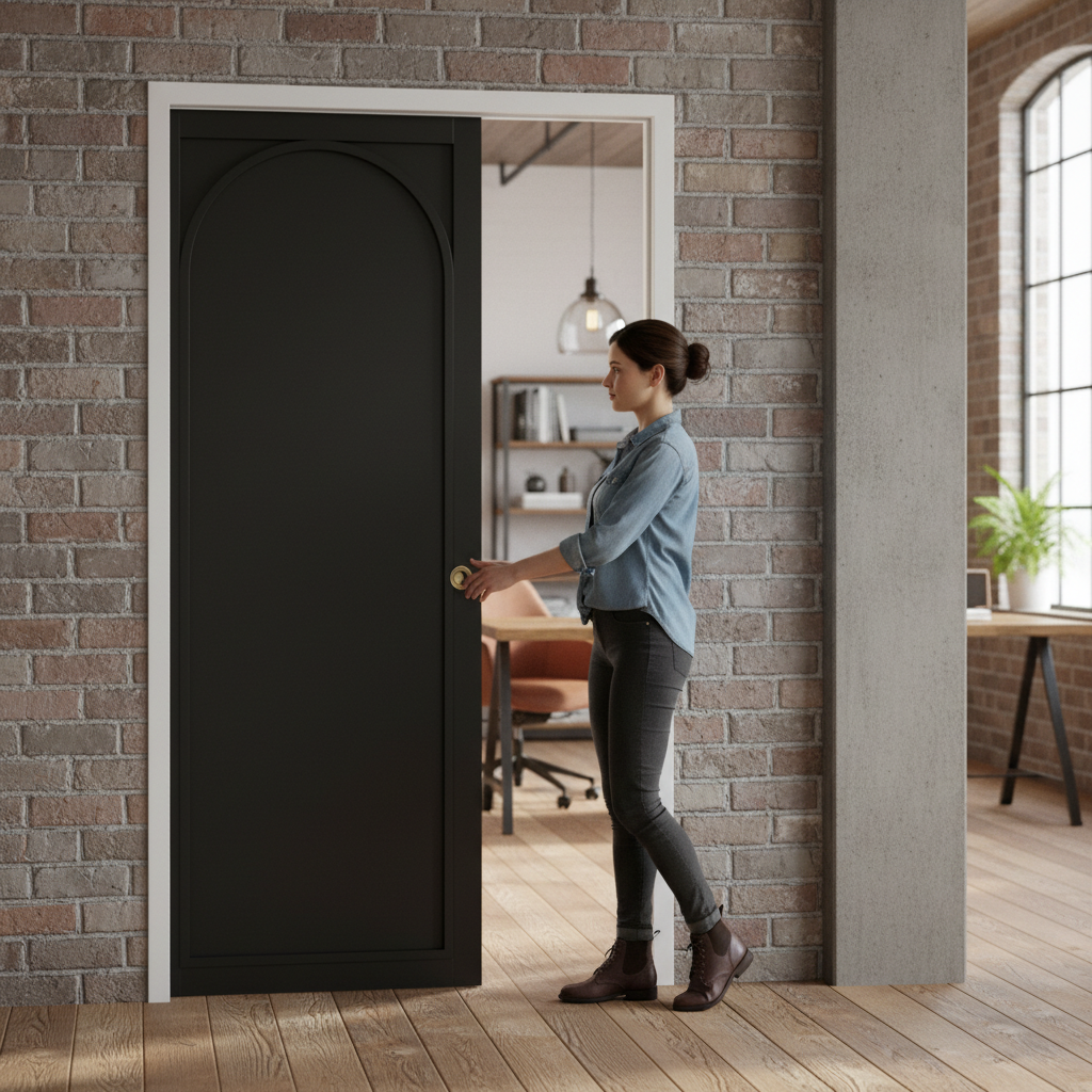 Premium Arched Pocket Door System with Galvanised Steel Frame and Adjustable Features for Elegant Home Design