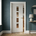 Internal Fully Finished White Cottage Laminate Door with 4 Light Clear Glass