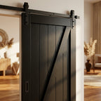 Black Internal Sliding Barn Door - 1 Panel Brace, Primed Finish - detail view