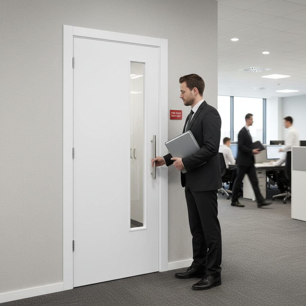 Premium White Flush Fire Rated Door with Clear Glazing, FD30 Rated for Enhanced Safety and Style