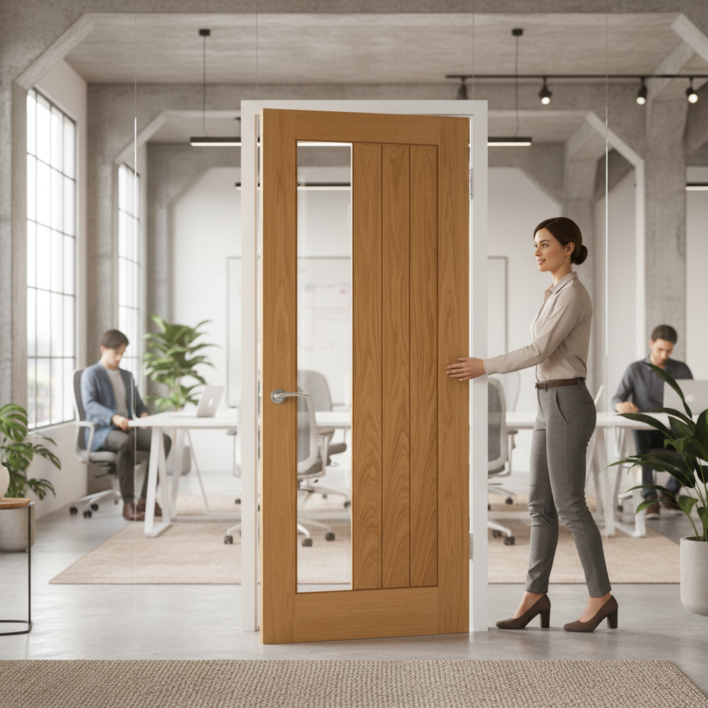 Premium Fully Finished Internal Clear Glass Door with Offset Design for Custom Sizes and Easy Installation
