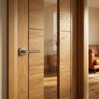 Internal Oak Door Fully Finished with 1 Light Clear Glass, Solid Core - detail view