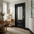 Internal Fully Finished Jet Black 2 Panel Door with Clear Glass