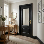 Internal Fully Finished Jet Black 2 Panel Door with Clear Glass