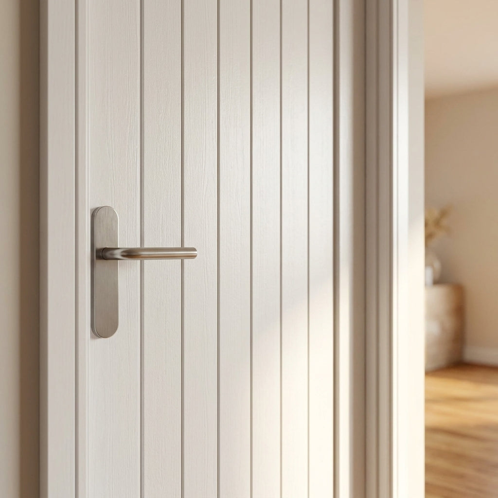 Internal White Primed Pattern 10 Door with Solid Engineered Timber Core - detail view