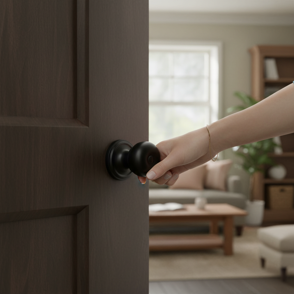 Round Mushroom Mortice Door Knob with Matt Black Finish - 58mm Diameter for Classic Style and Durability - Image 2