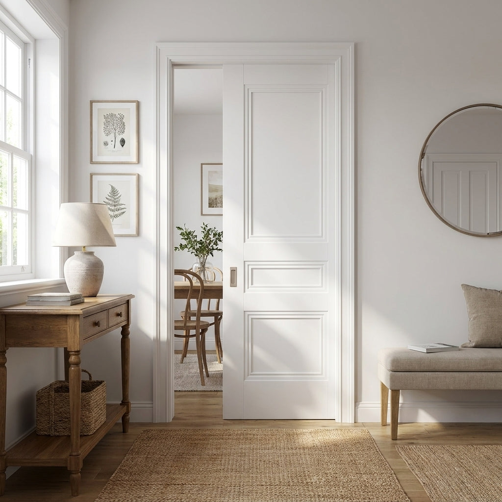 Internal Pocket Door Set White Primed Elegance Henley 100mm Framed