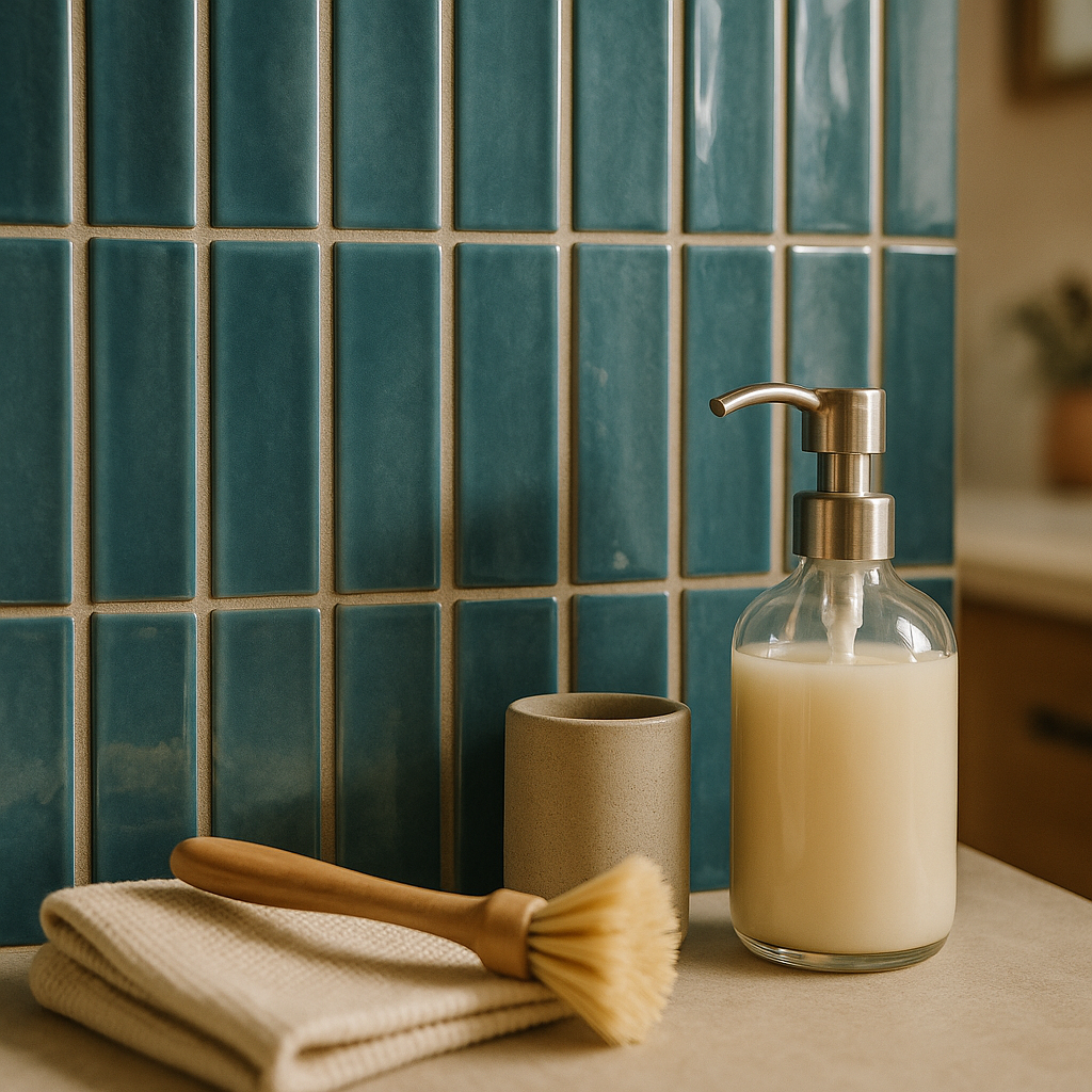 Glossy Turquoise Elara Smooth Linear Ceramic Wall Tile - detail view