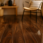 High Gloss Laminate Flooring in Rich Walnut - 12mm Thickness - detail view