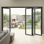 Premium 12ft Slimline Grey Aluminium Bifold Doors with Double Glazed Low-E Glass and Enhanced Security Features