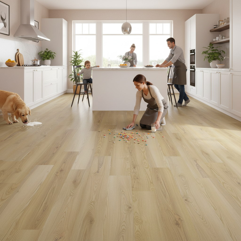 SPC 5mm Embossed Rigid Core Vinyl Flooring with Oak Effect and Waterproof Design for Residential and Commercial Use - Image 2