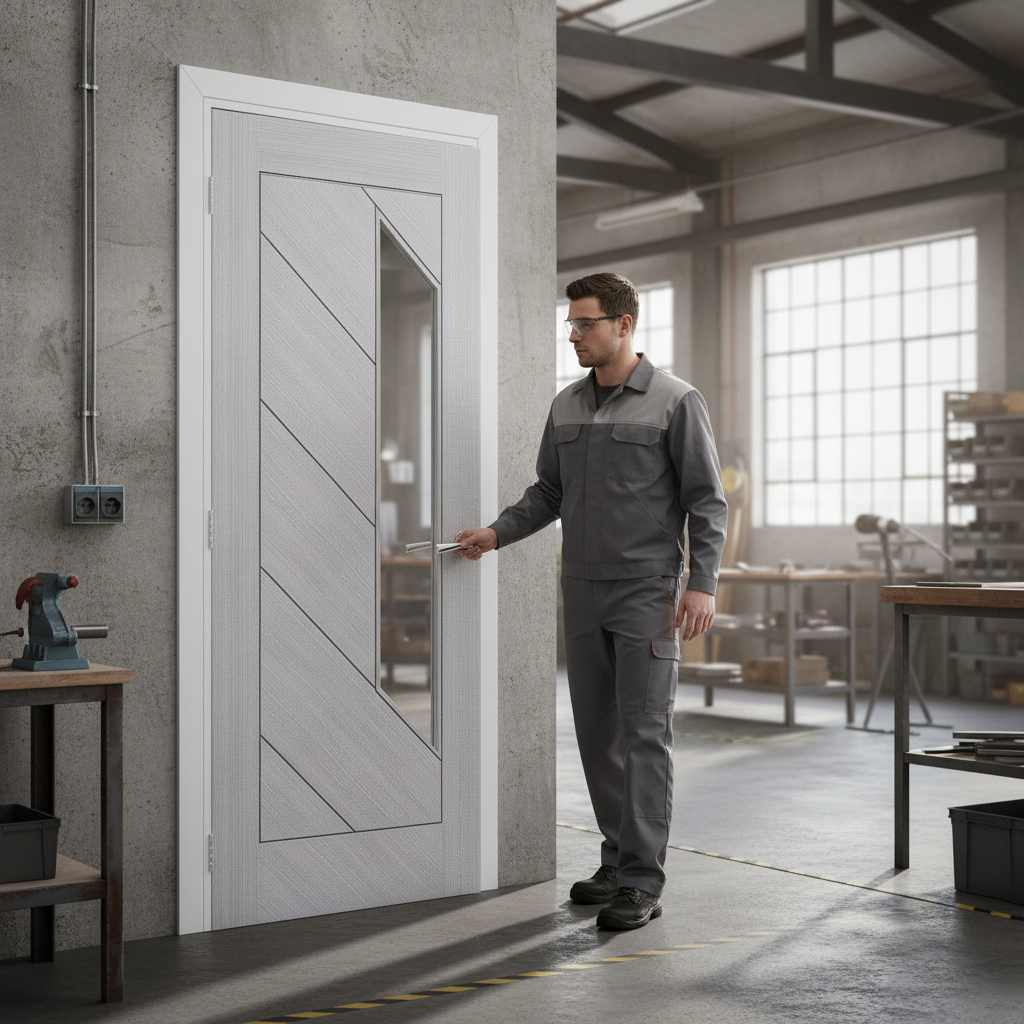 Premium Light Grey Ash Glazed Door with Solid Core and 10-Year Warranty for Modern Interiors