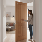 Premium Unfinished Oak Flat Panel Fire Door with 4 Inset Panels and 30 Minutes Fire Rating
