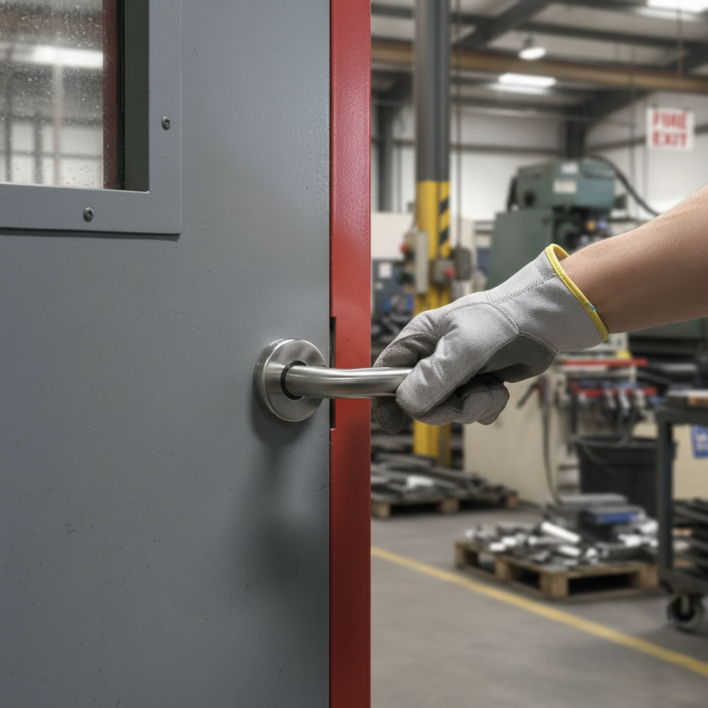 Professional Fire Rated Door Handle Set with Round Bar Lever and Heavy Duty Hinges for Safe Fire Door Installation