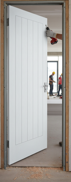 Premium Textured Vertical 5 Panel Fire Door - Half Hour Fire Rated with Engineered Strength and Stability