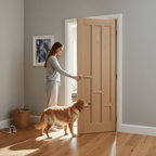 Premium Fully Finished 6 Panel Internal Door with Clear Glass Panels for Natural Light and Rustic Touch