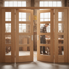 Premium Shaker 4 Light Clear Glazed French Doors with Matching Side Panels for Impressive Room Dividers