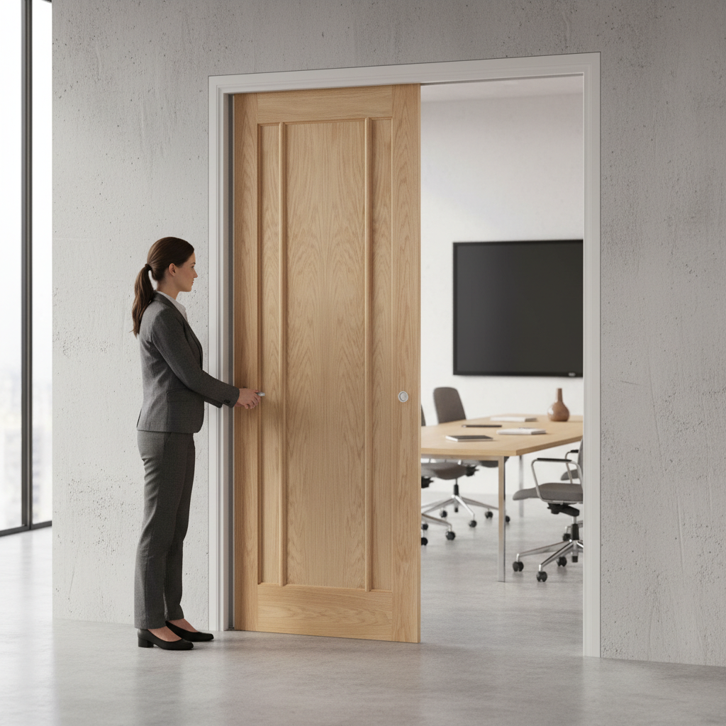 Premium Telescopic Pocket Door System with Wooden Jamb Kit and Adjustable Features for Modern Interiors