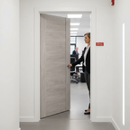 Premium Smoky Grey Laminate Fire Door with 30-Minute Fire Rating and Recessed Panel Design