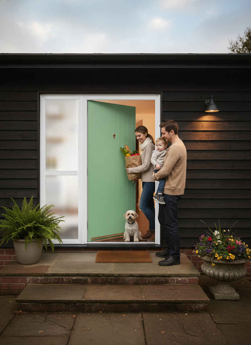 Premium Tongue & Groove External Fire Door Set with Sidelight, 30 Minute Fire Resistance and Multipoint Locking System