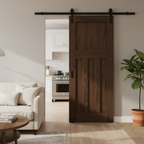 Premium Internal Fully Finished Sliding Door with Black Steel Track and Rich Walnut Finish for Modern Homes - Image 2