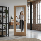 Premium 1 Light Door with Clear Etched Glass Design, A-Grade Oak Veneer and Engineered Construction for Strength and Stability