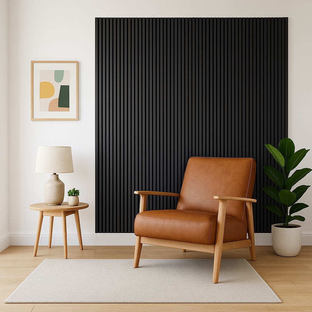 Acoustic Wall Panelling in Graphite Black - Elevation Style