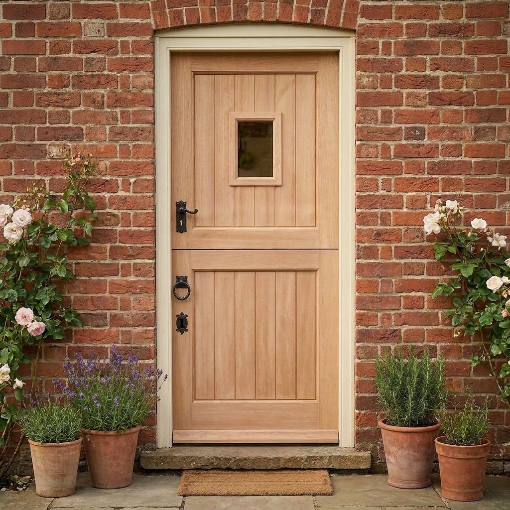 External Hardwood Stable Door Unfinished with 1 Light Clear Glass