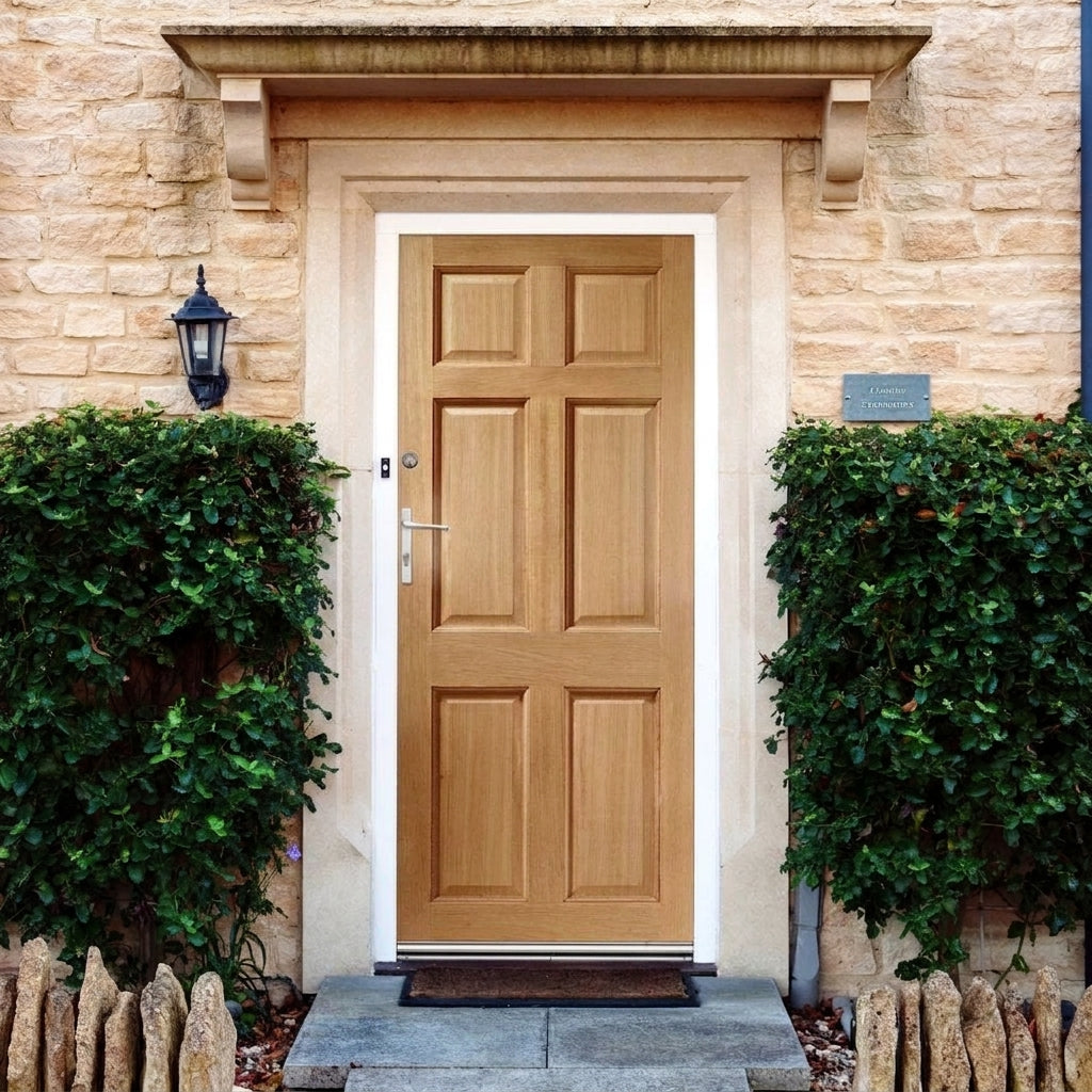 External Hardwood 6 Panel Unfinished Solid Core Door