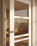 Internal Primed Studio Industrial Door with 4 Clear Glass Lights - detail view