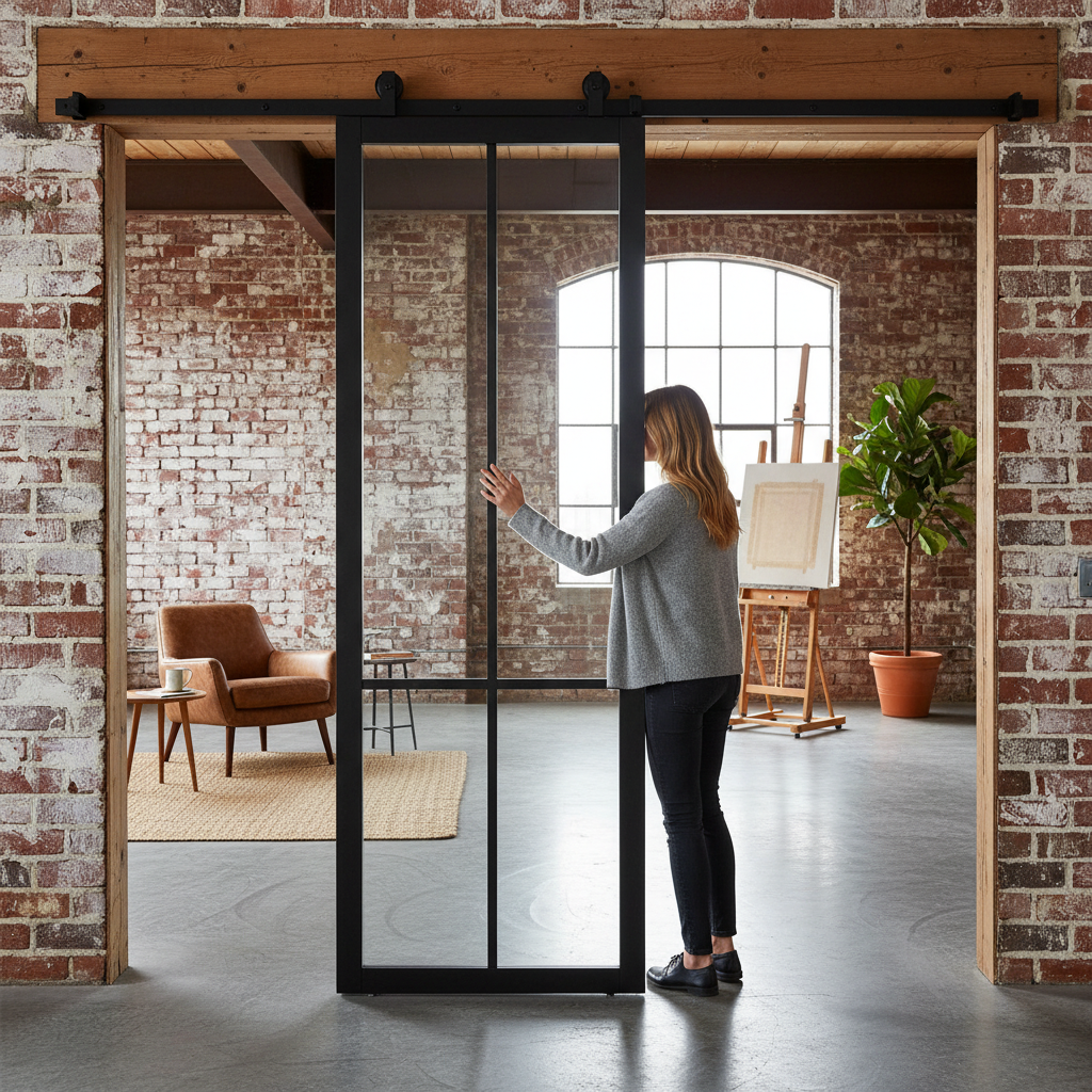 Premium Clear Glazed Interior Door with Top Mounted Sliding Track System for Smooth Operation and Elegant Design