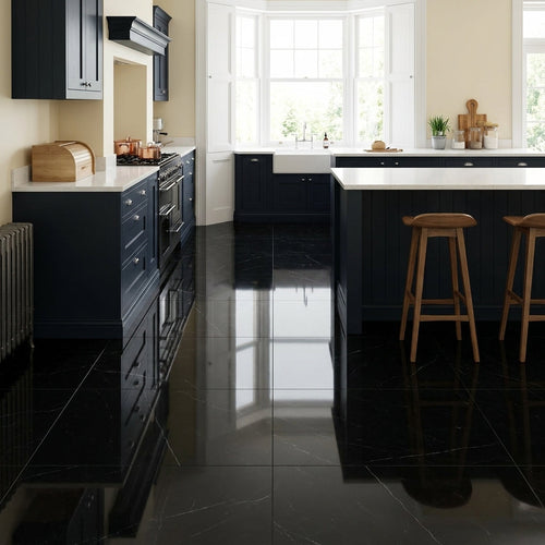 6mm Rigid Core Black High Gloss LVT Flooring - Waterproof Vinyl