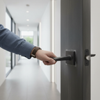 Premium Slim Square Lever Handle Set in Matt Black - Modern Design with Magnetic Latch and Optional Bathroom Lock - Image 2