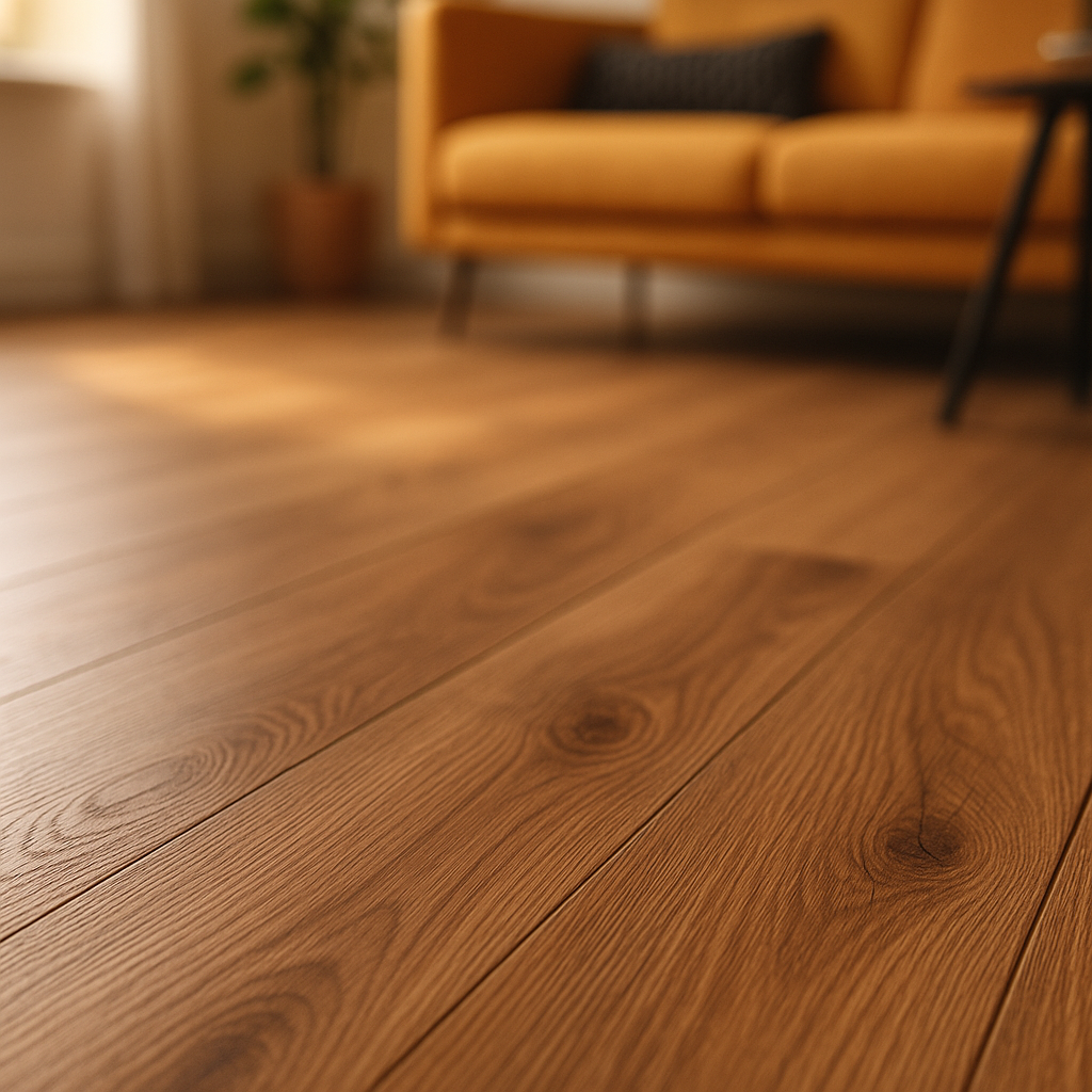 Brown Oak Laminate Flooring - 8mm Advanced Quality Finish - detail view