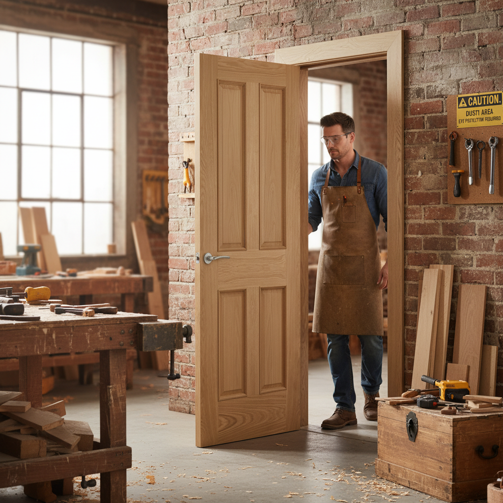 Premium Victorian Oak Fire Door with 4 Panels, 30 Minutes Fire Rated, Engineered Construction, and A-Grade Oak Veneer