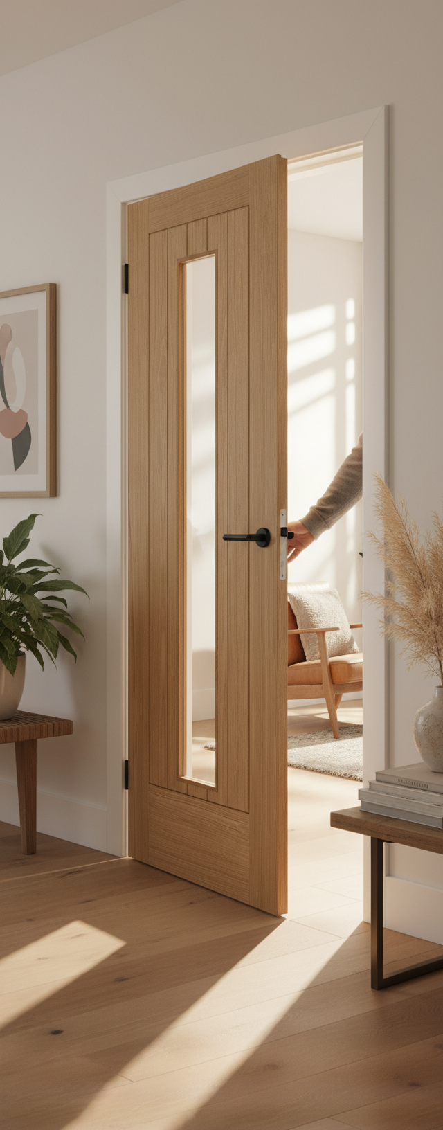 Premium Internal Oak Clear Glazed Fire Door - Fully Finished for Elegant Interiors