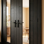 Black Internal Double Door with Clear Glass, Fully Finished Laminate - detail view