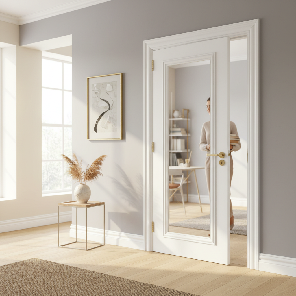 Premium Clear Bevelled Glazed Door with White Primed Finish and Elegant Design - High-Quality Professional Grade for Industrial and Commercial Appl...