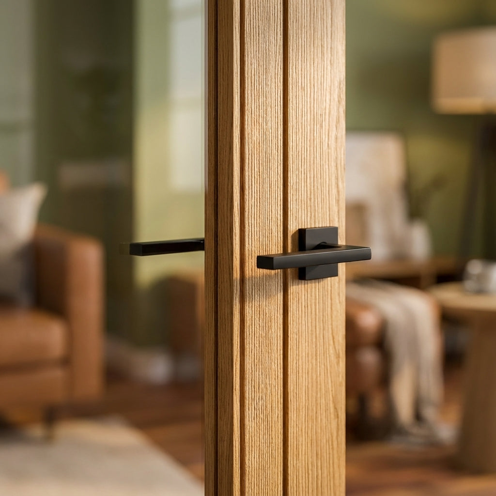 Internal Oak Door Unfinished with 1 Light Clear Glass, Made to Measure - detail view