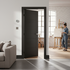 Premium Charcoal Black 5-Panel Internal Door with Solid Core Construction and Engineered Components